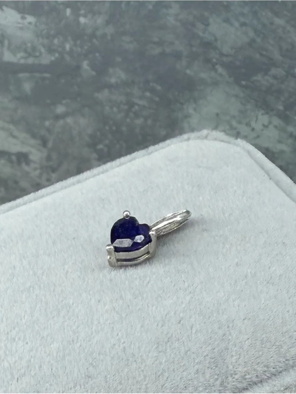 Set!  Natural Blue Sapphire 6mm Heart Earrings & Pendant Necklace 925 Sterling